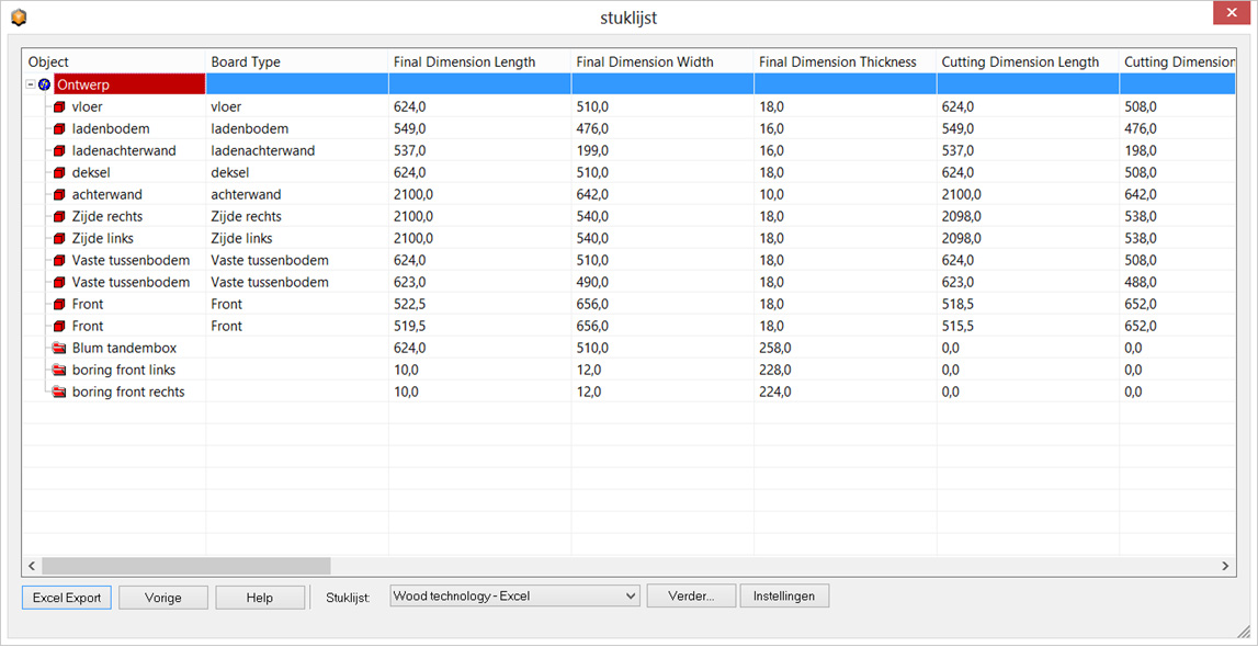 stuklijst 3d software keukenbranche